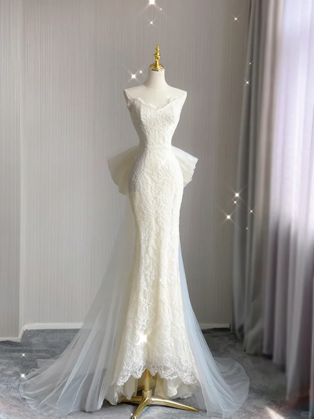 Dreamy Mermaid Strapless Long Lace Wedding Dresses Summer Brides Dress DP420 - Deanwangkt