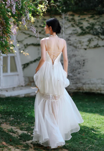 Elegant White Halter Neck A-Line Tulle Long Prom Dress Formal Evening Dress DP2956 - Deanwangkt