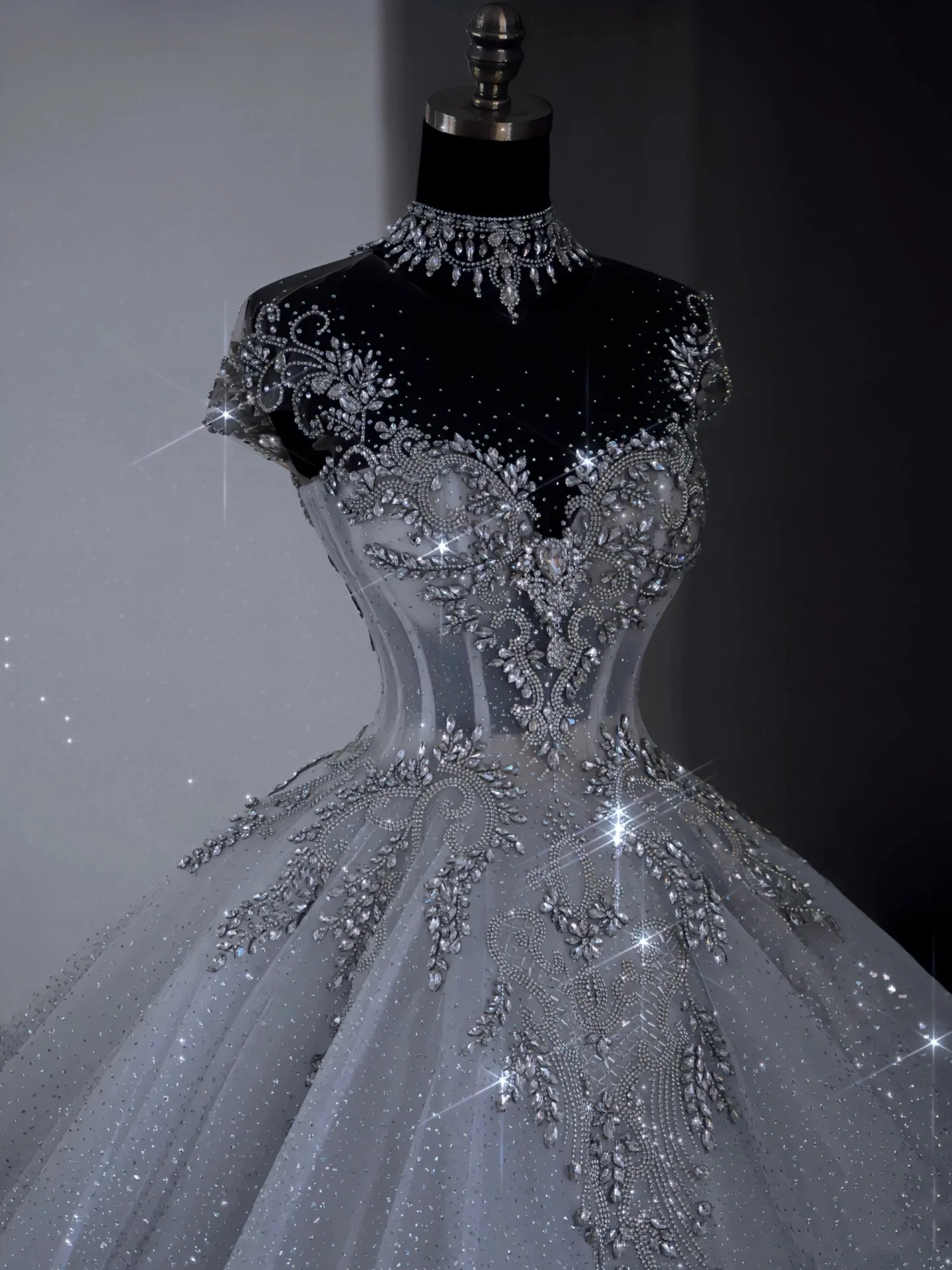 Unique Bridal Dress Ball Gown Scoop White Sequin Long Wedding Dresses Luxury Bride Dress Bridal Gowns DH1519 - Deanwangkt