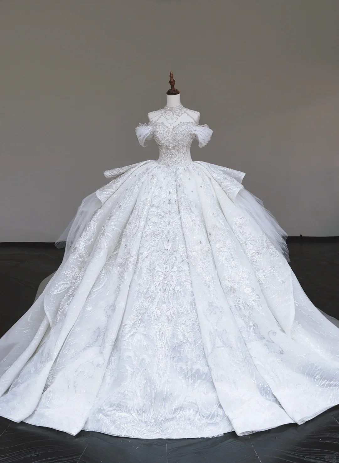 Unique Bridal Gown Ball Gown High Neckline White Sequin Wedding Dresses Bridal Gowns DP720 - Deanwangkt