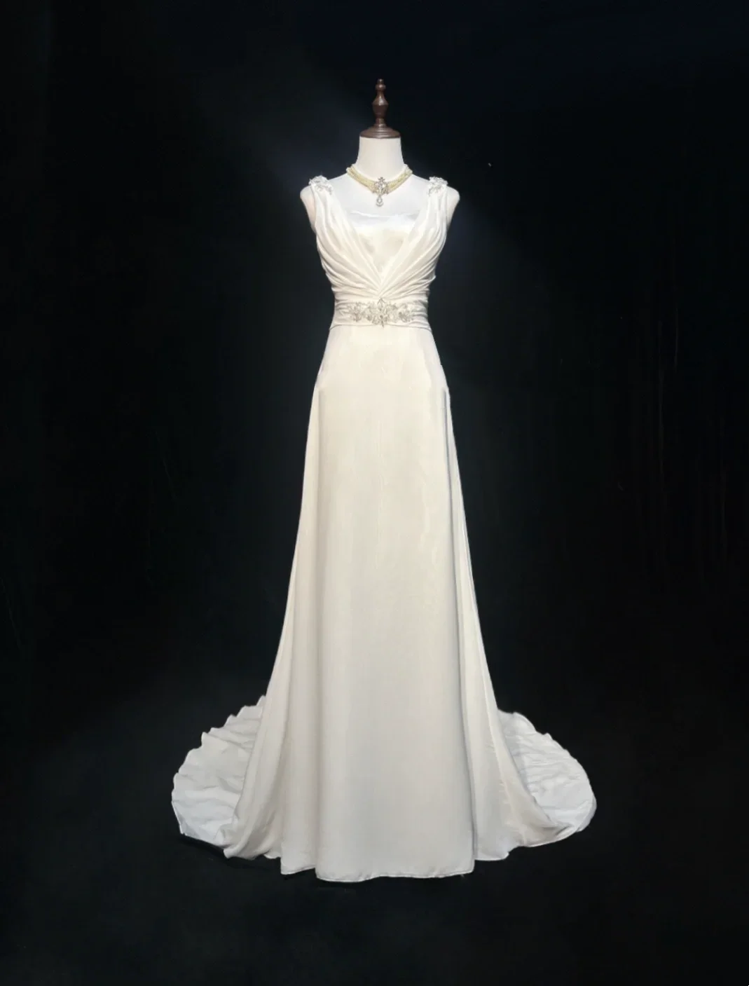 Vintage Wedding Dress 1950s 1940s A line V Neck Chiffon White Long Wedding Dresses Bridal Gowns Brides Gown DH546 - Deanwangkt