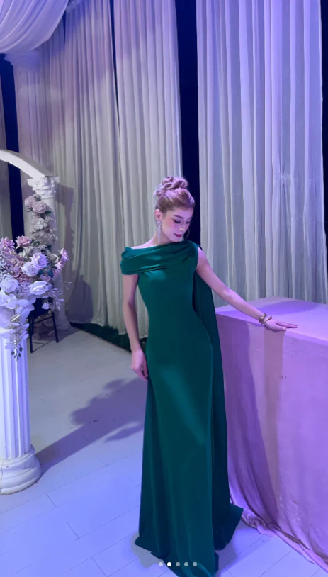 Elegant Sheath Mother of the Bride Dress Chiffon Dark Green Wedding Guest Dresses DP3370 - Deanwangkt