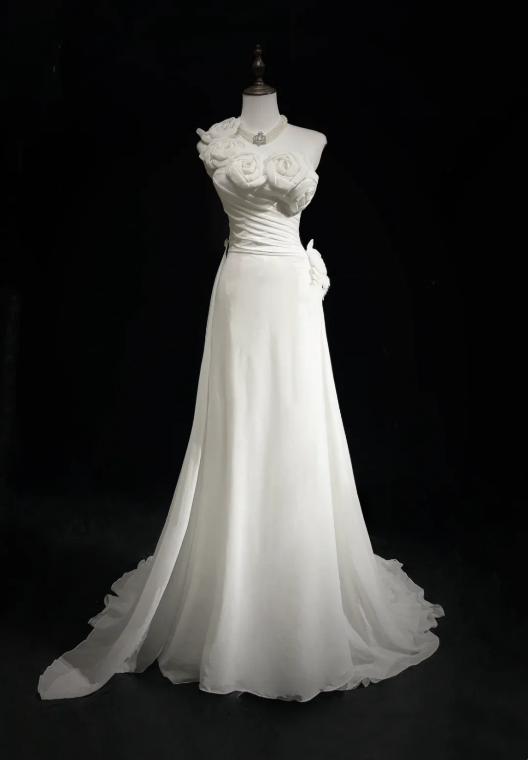 Unique Wedding Dress Sheath One Shoulder Chiffon White Flowers 90s Wedding Dresses Vintage Bridal Gowns DH1152 - Deanwangkt