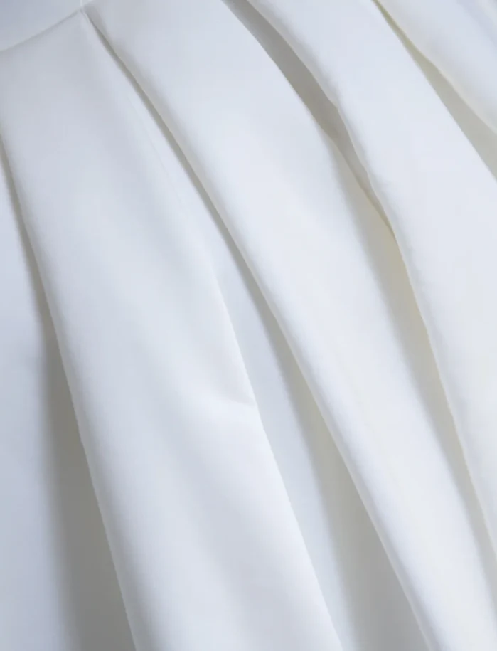 Timeless Ball Gown Scoop Neckline Short Sleeves Long Satin White Sweep Train Wedding Dresses Brides Dress DP513 - Deanwangkt