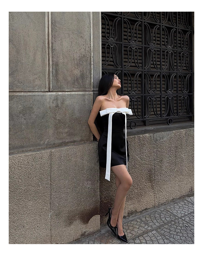 Cute A line Strapless Black Party Dresses Short Formal Homecoming Dresses Night Chic Elegant Short Dresses Cocktail Dress 16th Birthday Outfits Hoco Dresses DH2758 - Deanwangkt