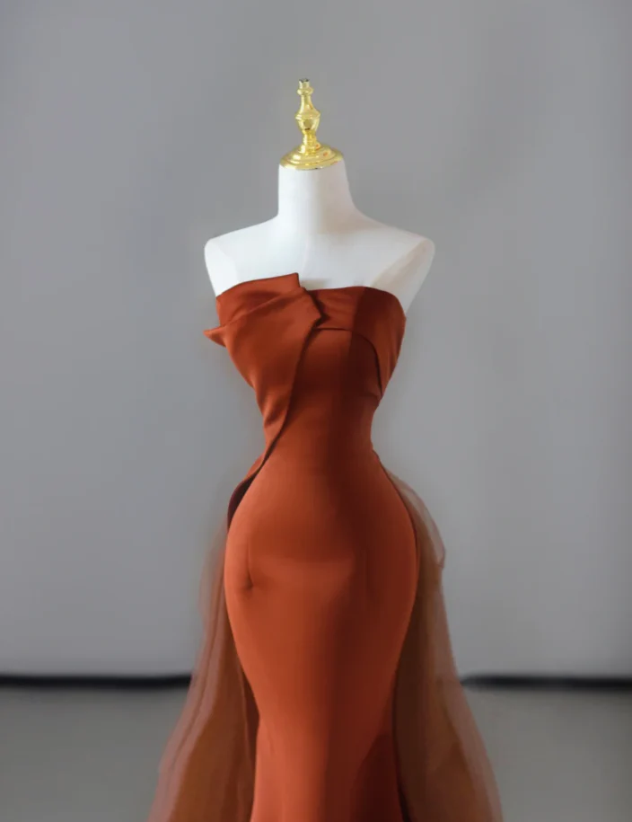 Gorgeous Mermaid Strapless Satin Sleeveless Long Prom Dresses Graduation Dresses DP524 - Deanwangkt