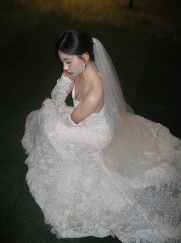 Modest Strapless  Sheath Lace Long Wedding Dresses White Bridal Gowns Sleeveless Bridal Dresses DP3869 - Deanwangkt