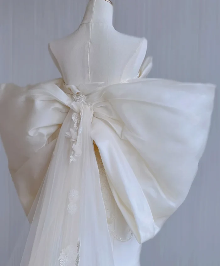 Dreamy Mermaid Strapless Long Satin Wedding Dresses Summer Brides Dress DP436 - Deanwangkt