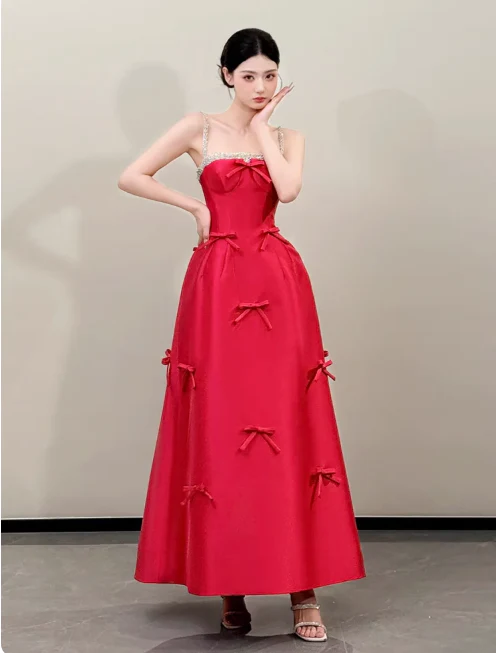Modest A-Line Spaghetti Straps Birthday Dress Burgundy Long Satin Evening Gowns Special Formal Dresses Prom Dresses DP2773 - Deanwangkt