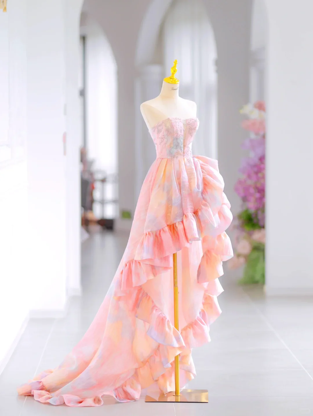 Glamorous High Low Sweetheart Floral Long Evening Party Gowns Evening Special Formal Dresses Prom Dress DH2788 - Deanwangkt