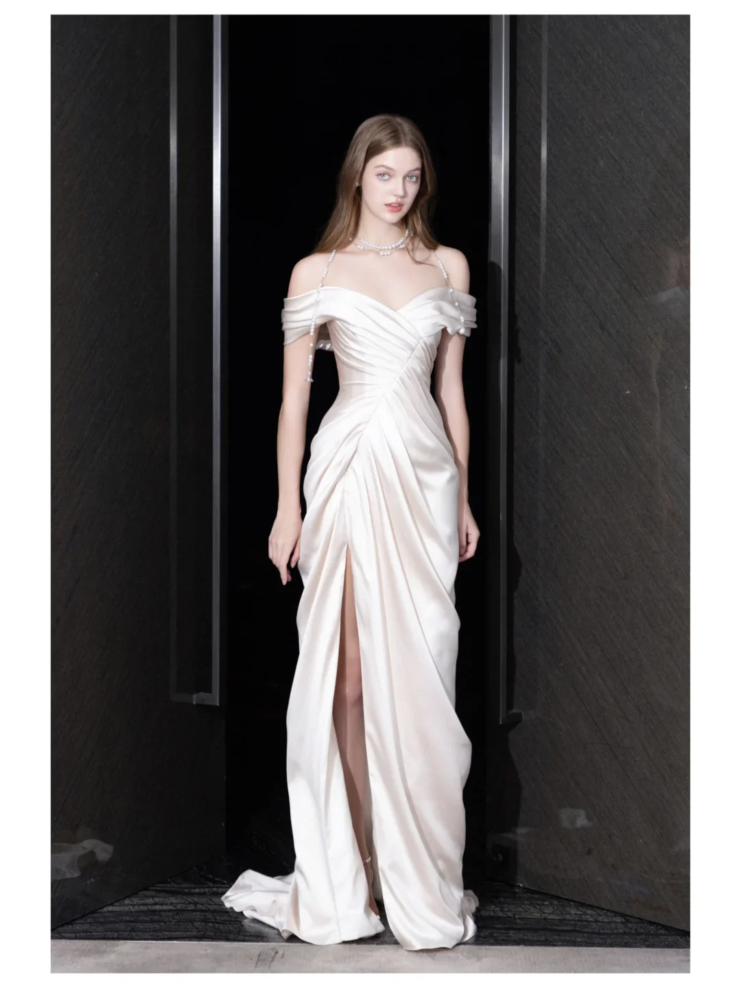 Unique Bridal Gown Mermaid Off The Shoulder Satin Ivory Wedding Dresses Bridal Gowns DP698 - Deanwangkt