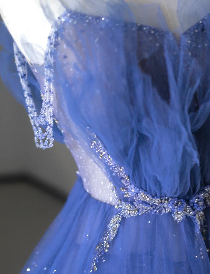 Classy Ball Gown Spaghetti Straps Royal Blue Tulle Prom Dresses Birthday Dresses Dance Party Dress Graduation Prom Dresses DP510 - Deanwangkt