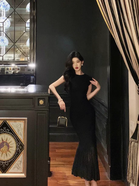 Sexy Mermaid Scoop Neckline Black 21st Birthday Dress Holiday Party Birthday Outfits For Women DP0176 - Deanwangkt