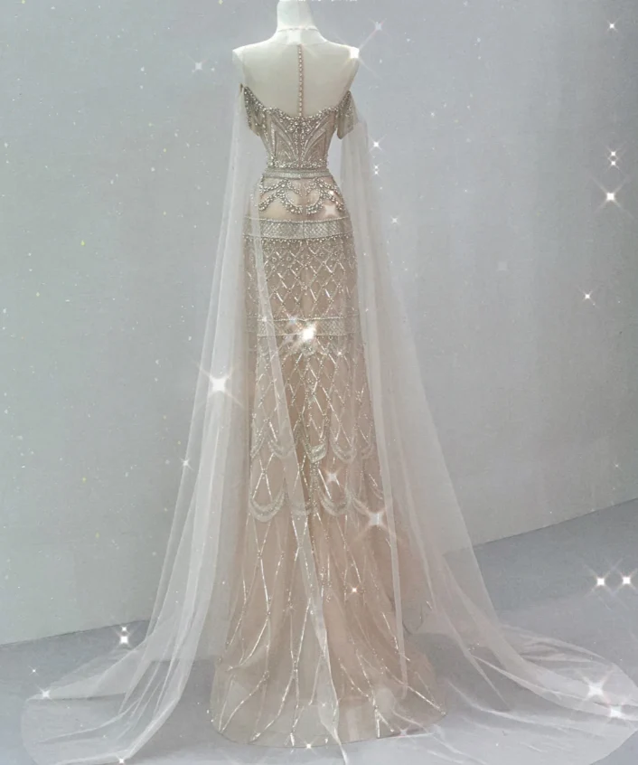 Classy A Line Strapless Champagne High School Evening Dress Long Prom Dresses With Beads DP432 - Deanwangkt