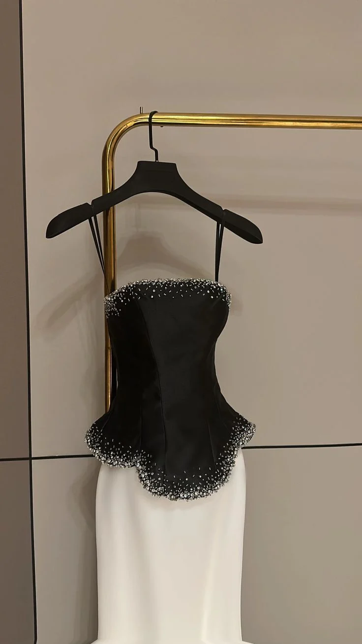 Retro Wedding Dresses Mermaid Strapless Satin Black Long Wedding Dresses Simple Bride Dress Bridal Gowns DH1488 - Deanwangkt