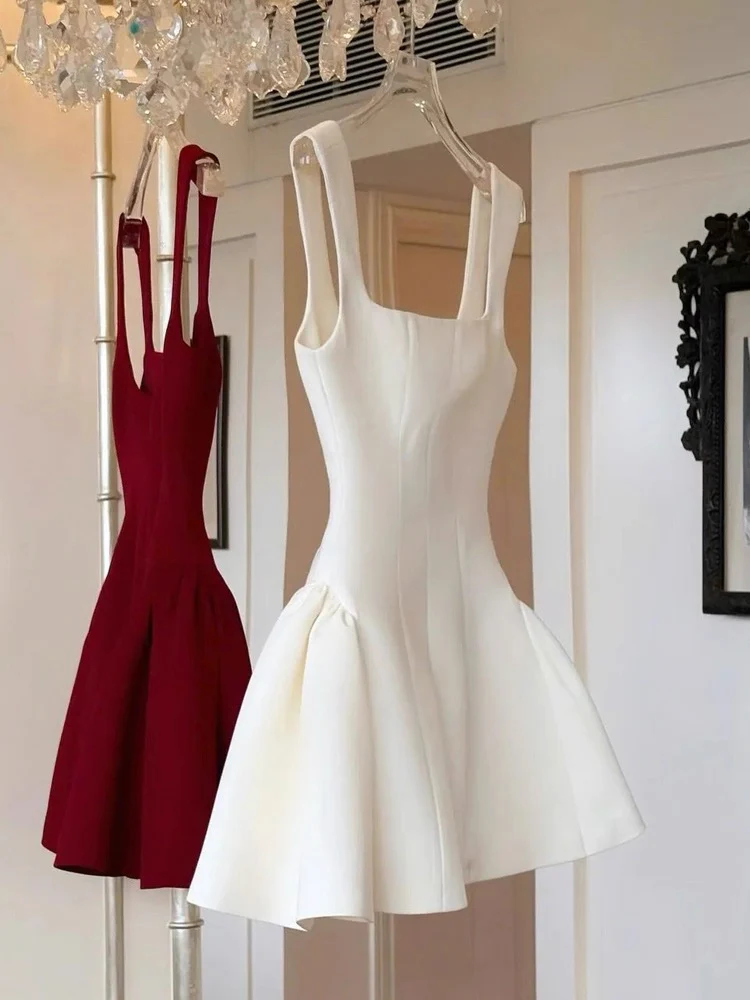 Unique A line Square Neck Red Short Homecoming Dress Summer Dance Inspo Hoco Dresses Mini Cocktail Dress DH2643 - Deanwangkt