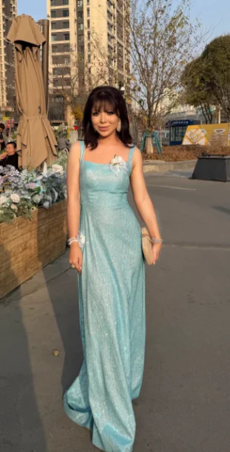 Elegant A-line Blue Long Prom Dresses, Sleeveless Sequined Blue Wedding Guest Dresses DP04002 - Deanwangkt