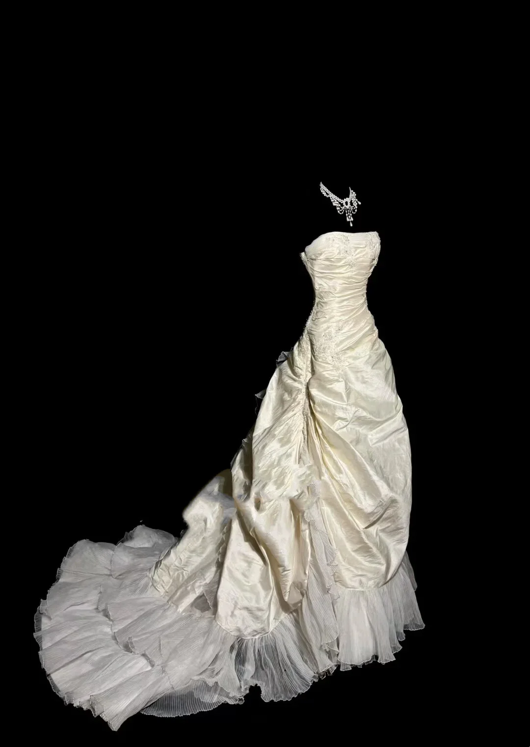 Vintage Bridal Dress Ball Gown Strapless Ivory Taffeta Long Wedding Dress Retro Wedding Dresses Modest Wedding Gowns W879 - Deanwangkt