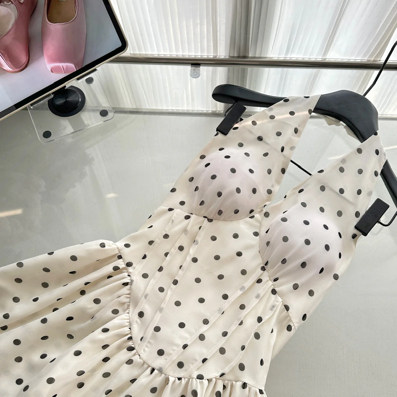 Cute A Line Halter Polka Dots Summer Dress Holiday Party Outfits For Women DP0101 - Deanwangkt