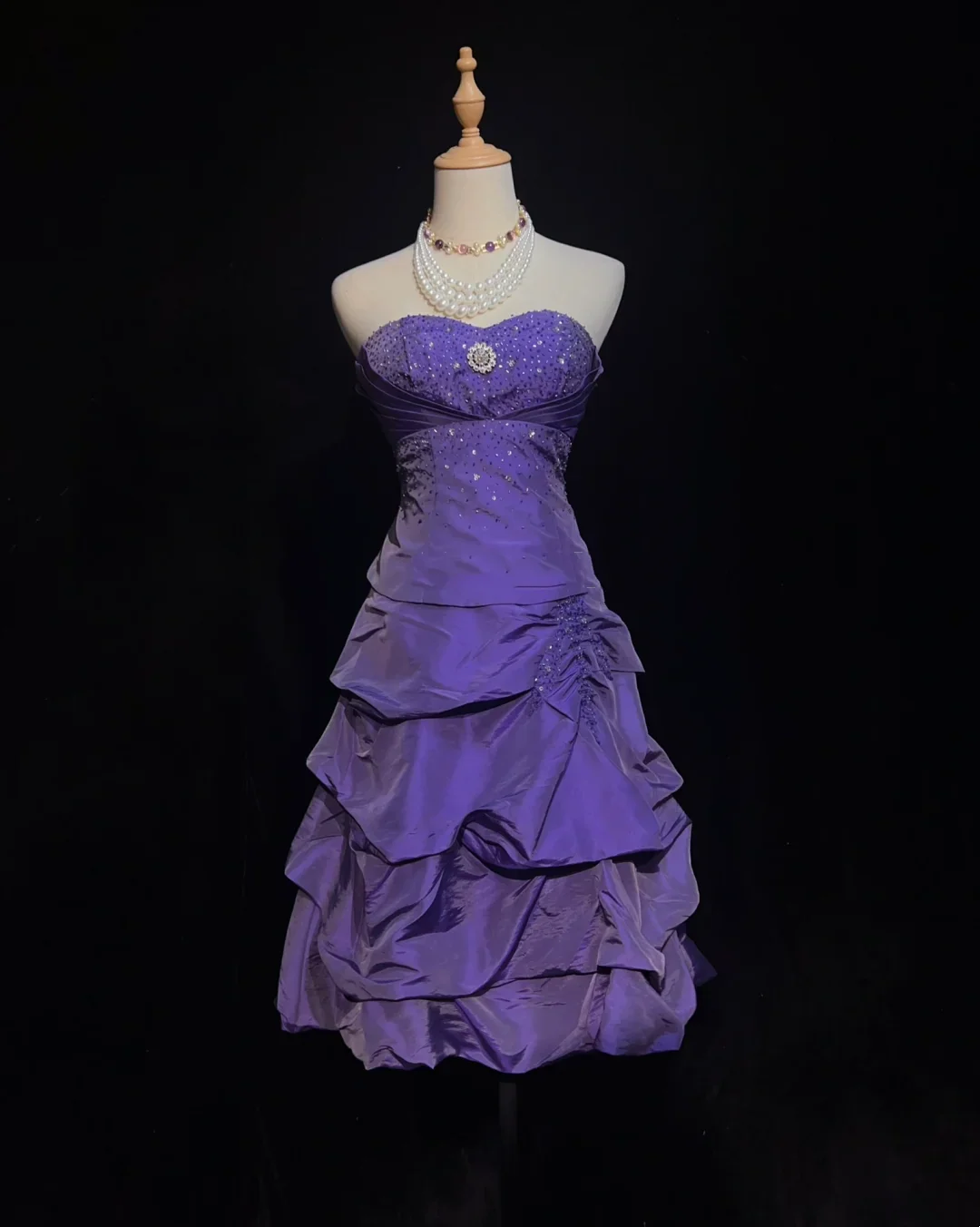 Vintage Ball Gown Sweetheart Grape Taffeta Knee Length Formal 8th Grade Homecoming Dresses Middle School Cocktail Dress Hoco Outfits DH1471 - Deanwangkt