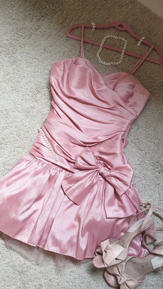Cute A line Pink Short Summer Birthday Dress Hoco Dress Birthday Outfit 19th Birthday Mini Party Dresses DP958 - Deanwangkt
