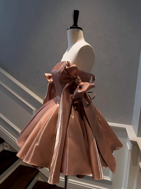 Sexy A line Spaghetti Straps Satin Brown Short Homecoming Dress Summer Hoco Dresses Cocktail Dress Birthday Outfits DP2289 - Deanwangkt