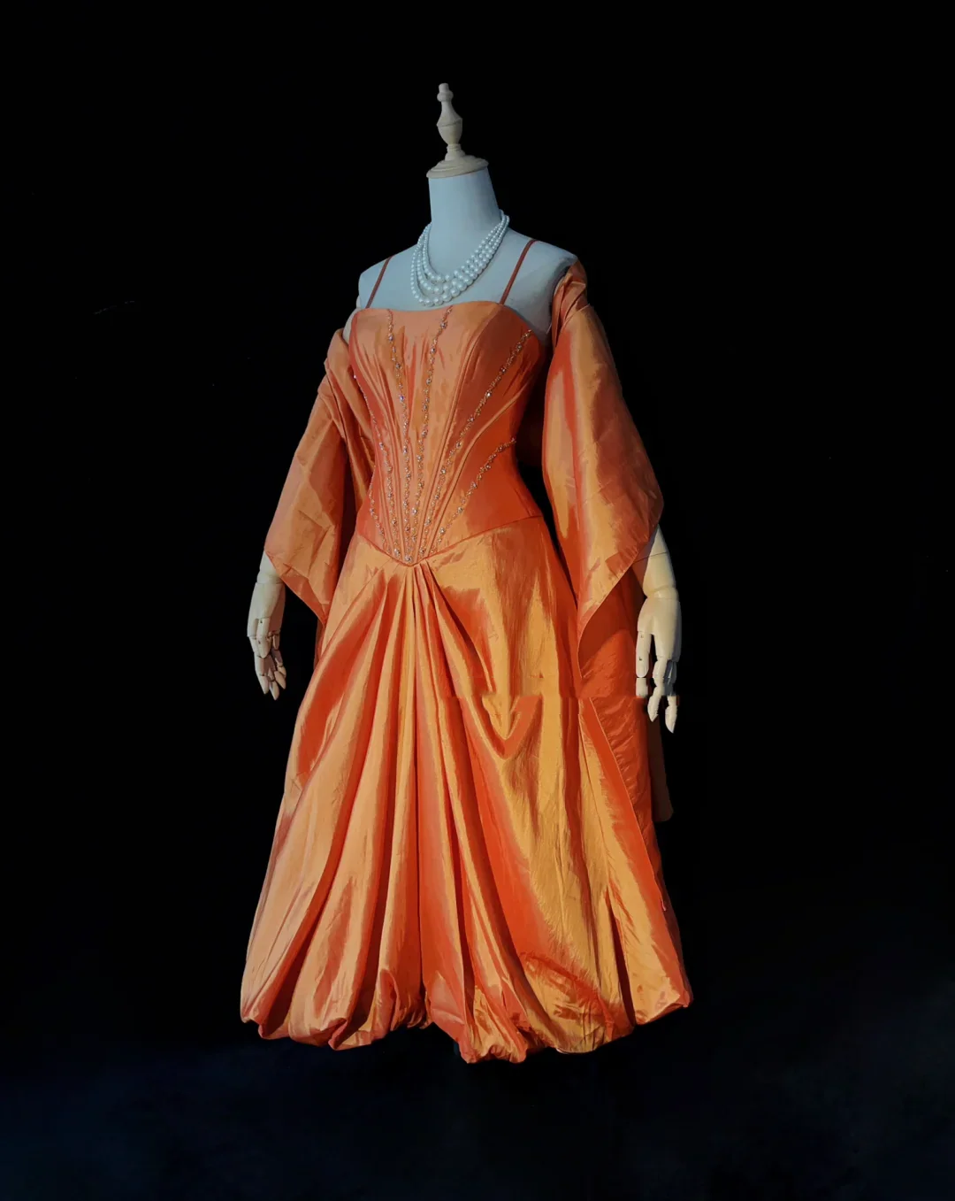 Vintage Ball Gown Spaghetti Straps Orange Taffeta Knee Length Formal 8th Grade Homecoming Dresses Middle School Prom Dress Hoco Outfits DH1438 - Deanwangkt