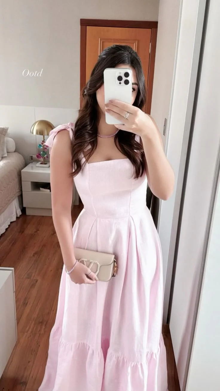 Classy A Line Straps Pink Long Formal Prom Gown Summer Wedding Guest Dress Bridal Guest Dresses Wedding Outfits For Guest DH152 - Deanwangkt