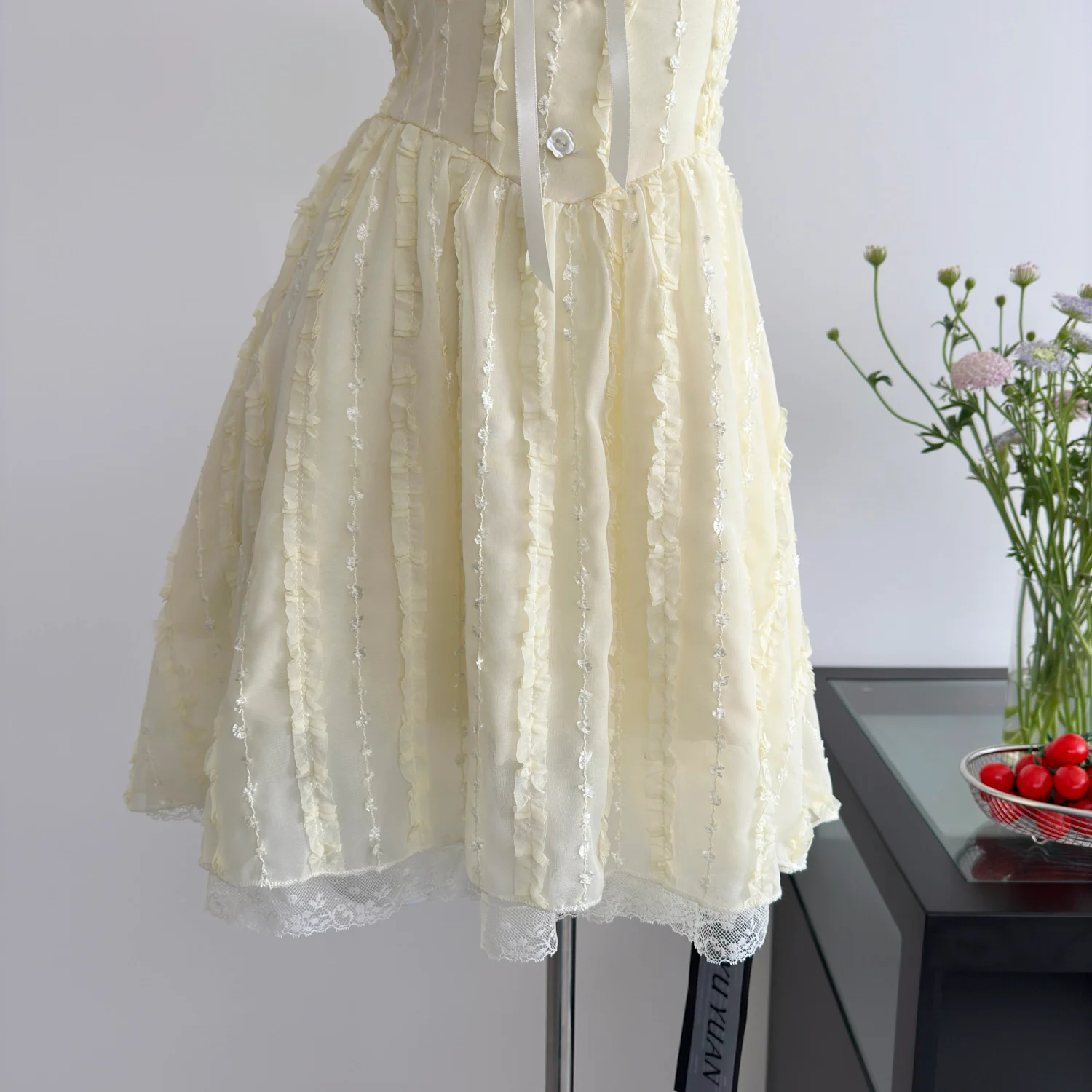 Cute A Line Square Neckline Floral Short Yellow Summer Dress Holiday Party Outfits For Women DP0122 - Deanwangkt