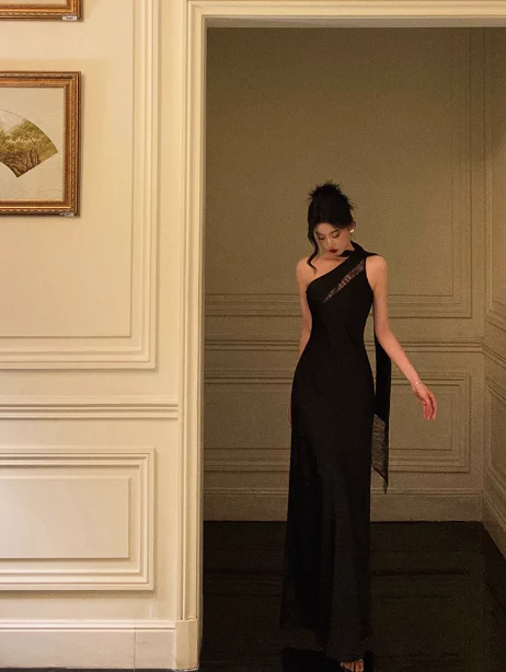 Elegant A Line One Shoulder Black 18th Birthday Dress Party Gown Birthday Outfits Birthday Dress Ideas For Women DP608 - Deanwangkt