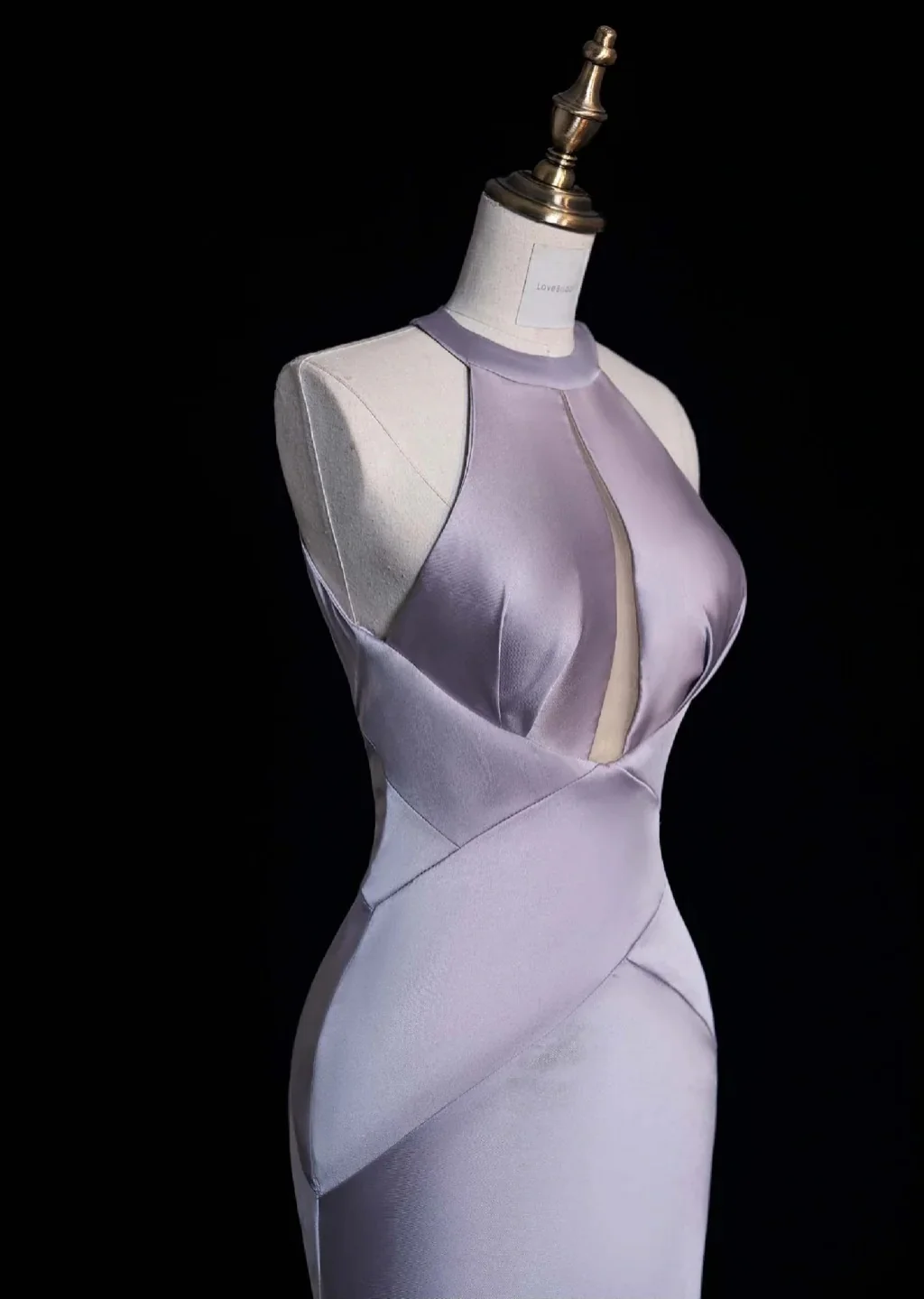 Elegant Halter Mermaid Long Prom Dress Satin Gray-Purple Evening Dress DP3785 - Deanwangkt