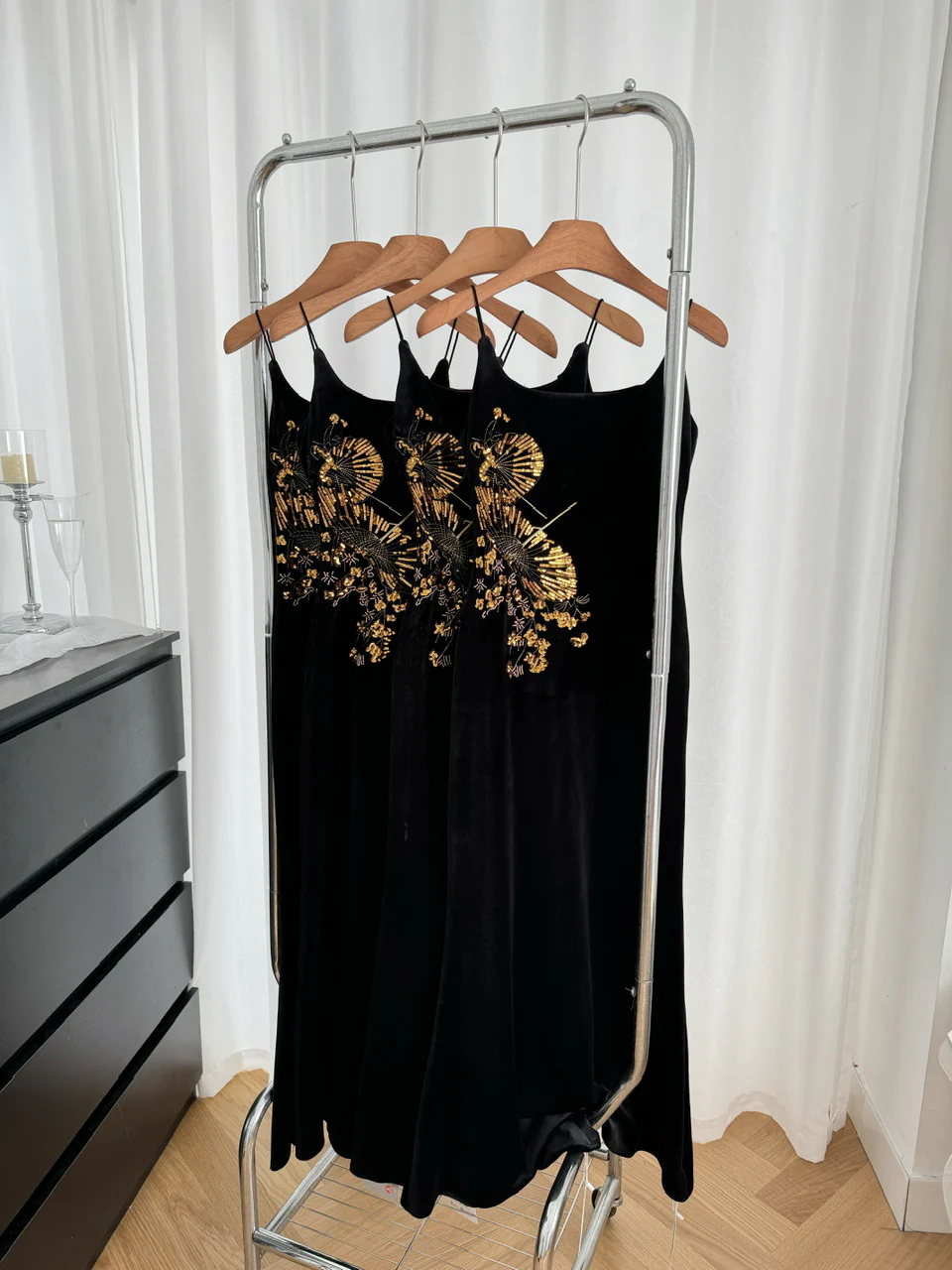 Sexy Mermaid Spaghetti Straps Black Velvet Long Summer Dress For Women DP0027 - Deanwangkt