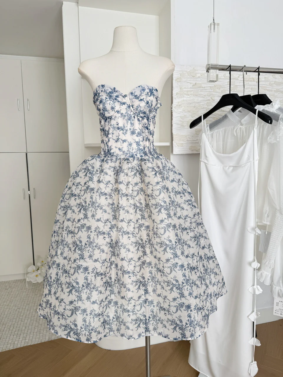 Sexy Ball Gown Sweetheart Floral Blue Summer Dress Holiday Party Outfits For Women DP0083 - Deanwangkt