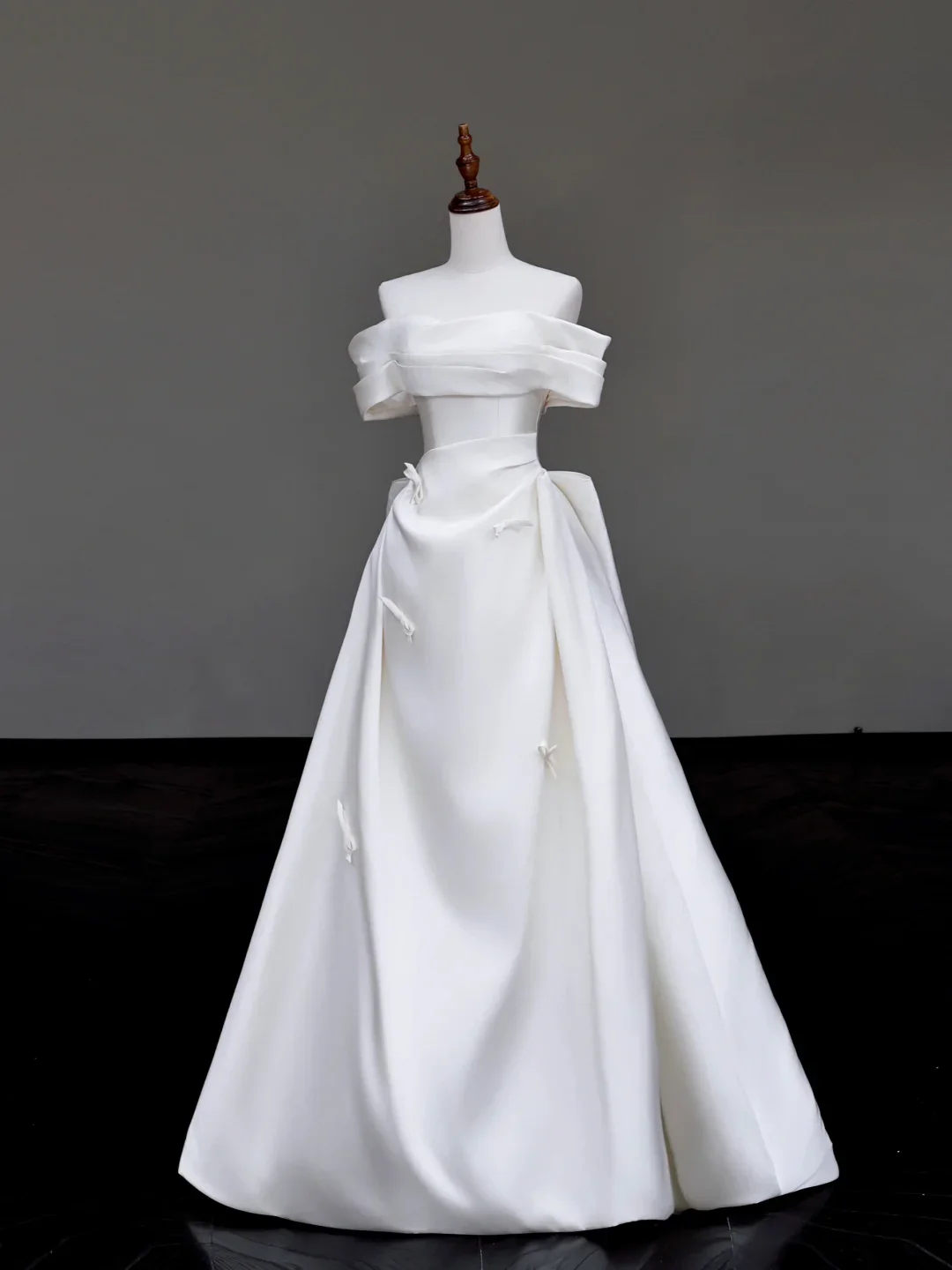 Unique Bridal Gown Ball Gown Off The Shoulder White Satin Wedding Dresses Bridal Gowns DP715 - Deanwangkt