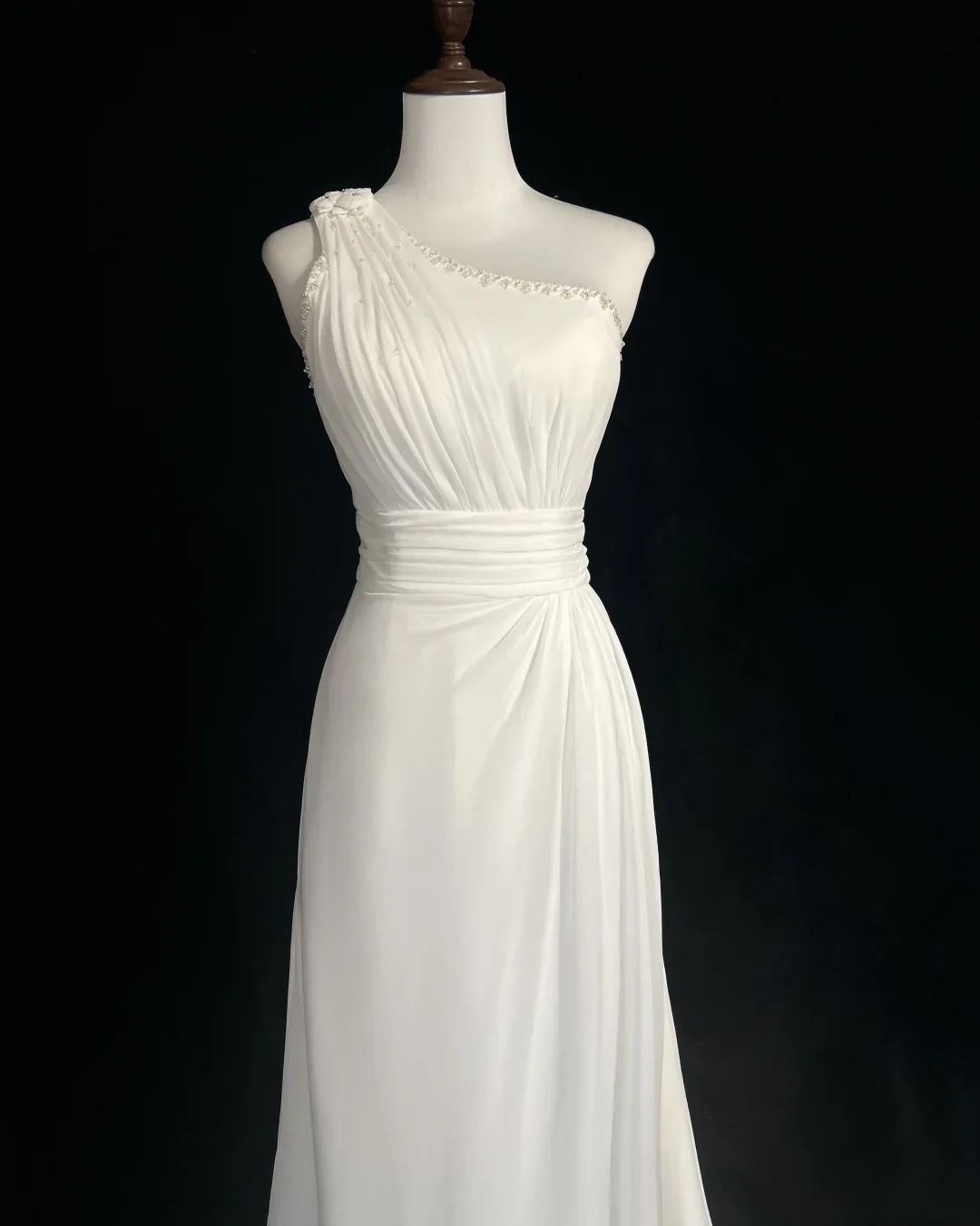 Retro Wedding Dress 1950s 1940s A Line One Shoulder Chiffon White Long Wedding Dresses Bridal Gowns Brides Gown DH560 - Deanwangkt