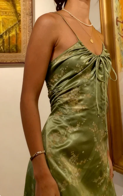 Gorgeous A line Halter Green Floral Prom Dresses Formal Summer Wedding Guest Dresses Wedding Guest Outfits DP760 - Deanwangkt