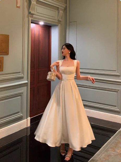 Pretty A Line Square Neckline White 18th Birthday Dress Party Outfits Birthday Outfits For Women DP0171 - Deanwangkt