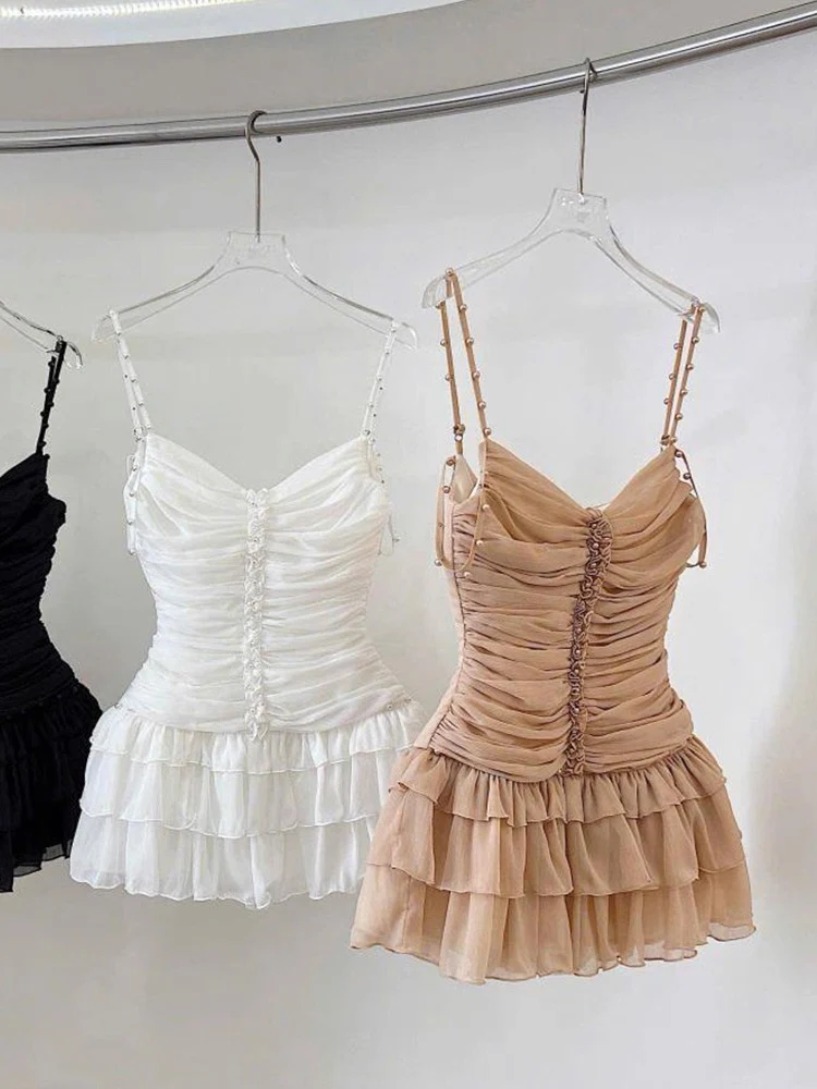 Cute Sheath Spaghetti Straps White Chiffon Short Formal 8th Grade Homecoming Dresses Middle School Cocktail Dress Hoco Outfits DH2625 - Deanwangkt