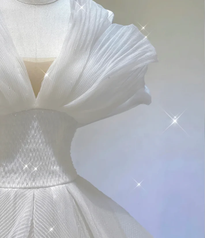 Timeless Ball Gown Strapless Long Tulle White Sweep Train Wedding Dresses Brides Dress DP412 - Deanwangkt