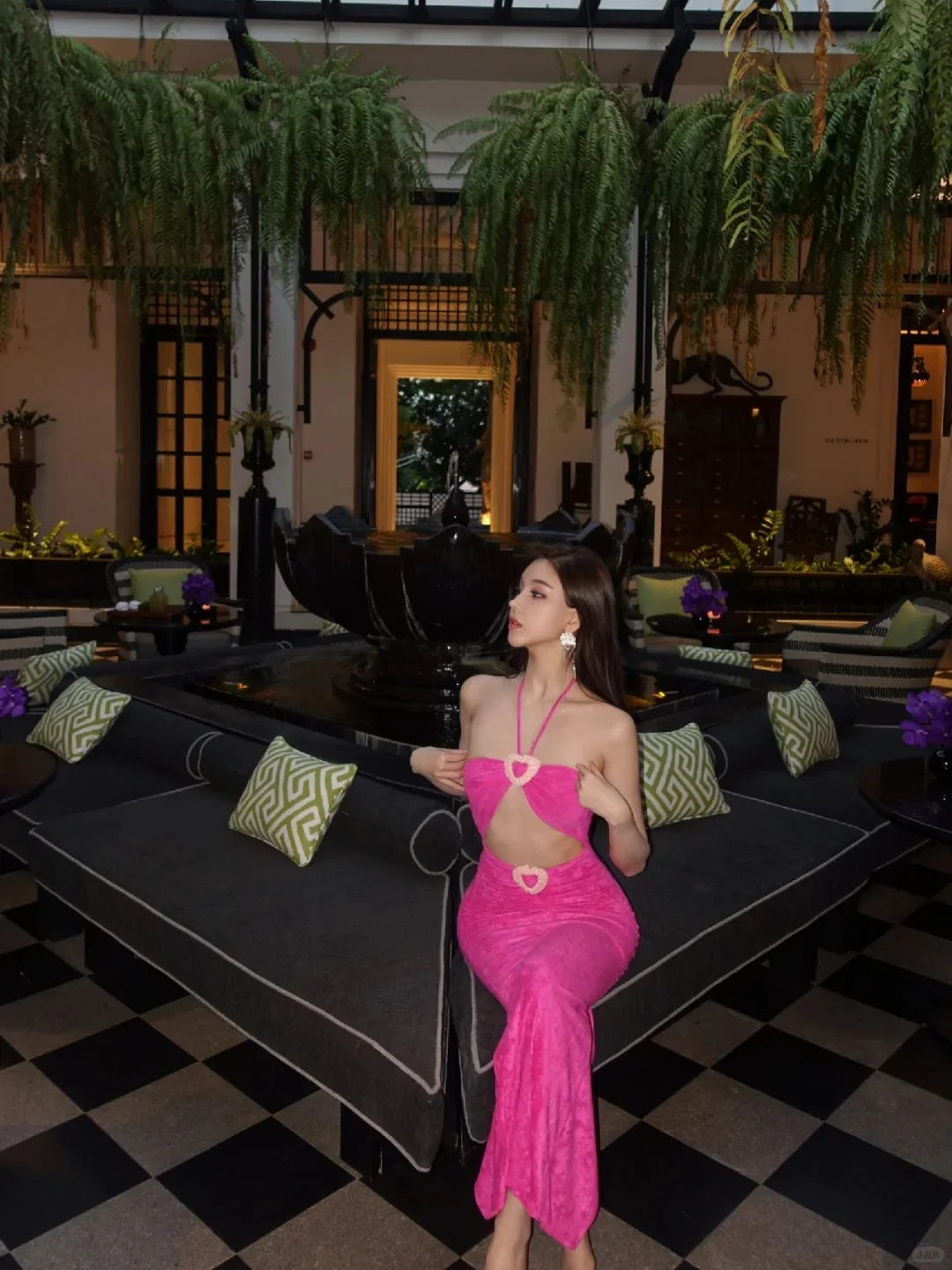 Sexy Halter Neck Sheath Evening Dresses Hot Pink Formal Dresses DP3204 - Deanwangkt