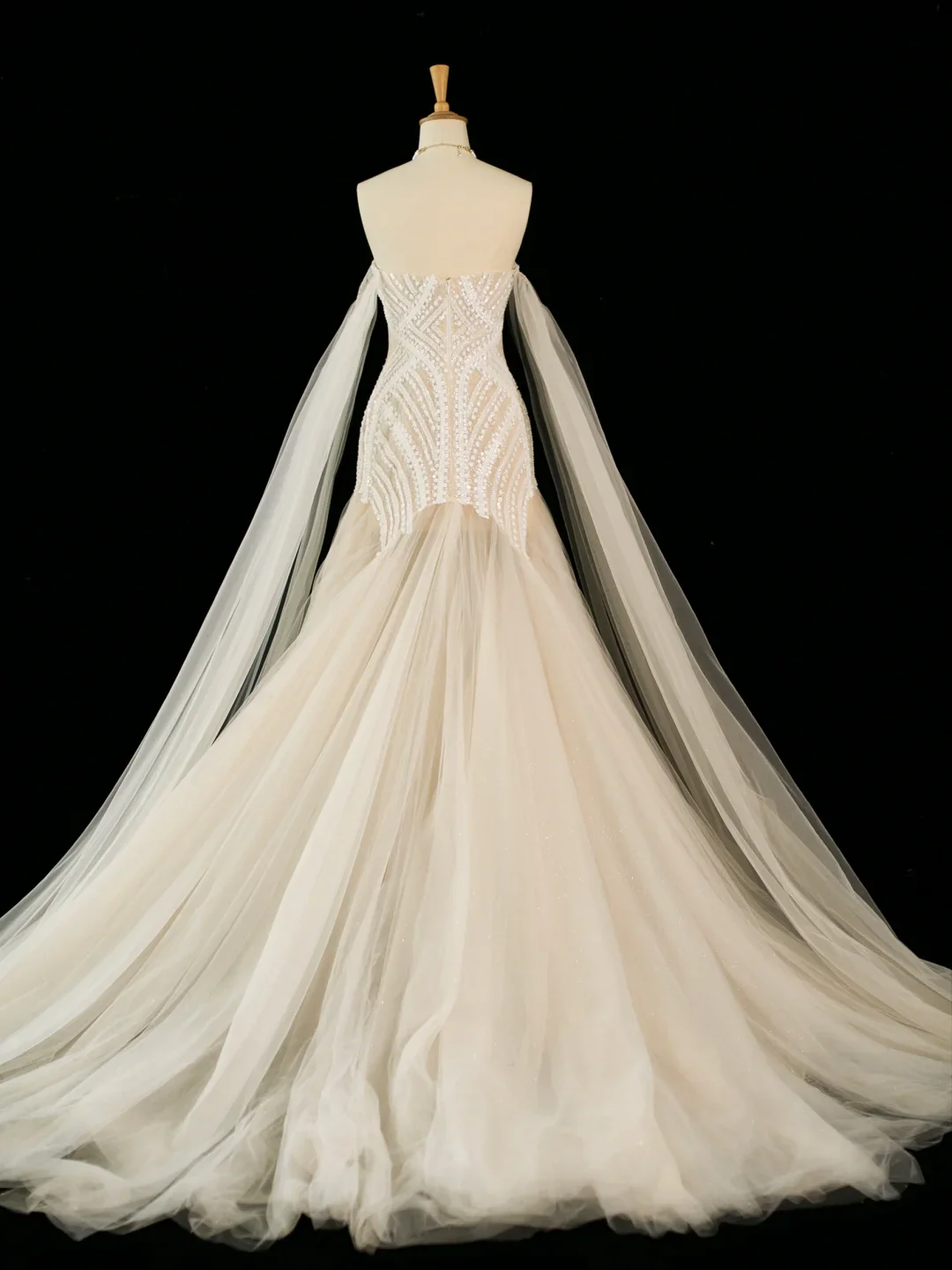 Pretty Wedding Dress Mermaid Off The Shoulder Long Sleeves Tulle Long Vintage Wedding Dresses Bridal Gowns Brides Gown DH396 - Deanwangkt