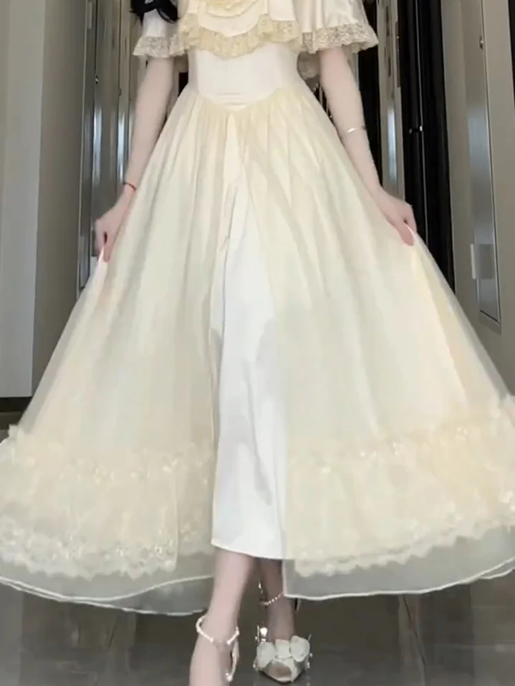 Elegant A line High Neckline Short Sleeves 16th Birthday Dress Lolita Dress White Birthday Outfits DP0214 - Deanwangkt