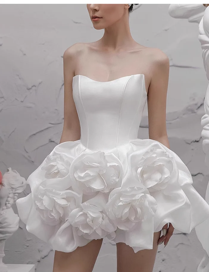 Sexy A line Sweetheart White Satin Short Homecoming Dress Summer Hoco Dresses Cocktail Dress Birthday Outfits DP2284 - Deanwangkt