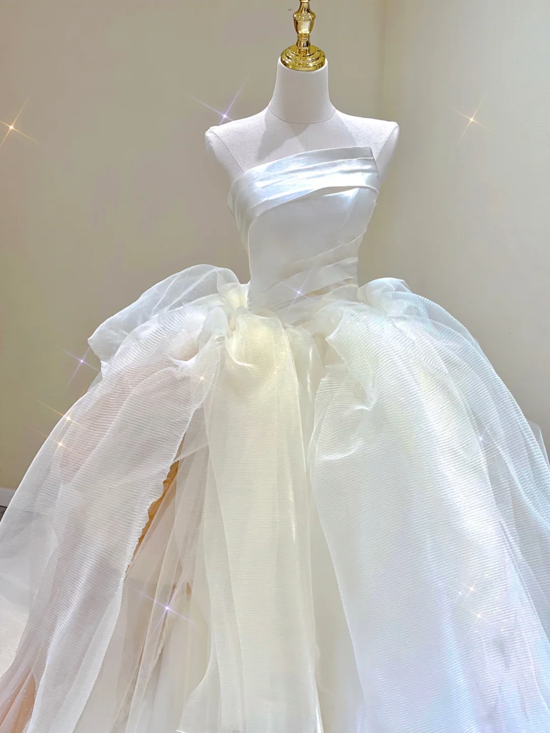 Classy Elegant Ball Gown Strapless White Long Satin Wedding Dresses Brides Dress DP328 - Deanwangkt
