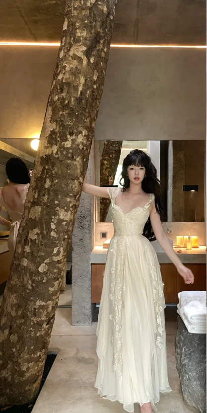 Elegant Sweetheart Sheath Chiffon Long Prom Dresses, Light Champagne Formal Evening Dresses DP3160 - Deanwangkt