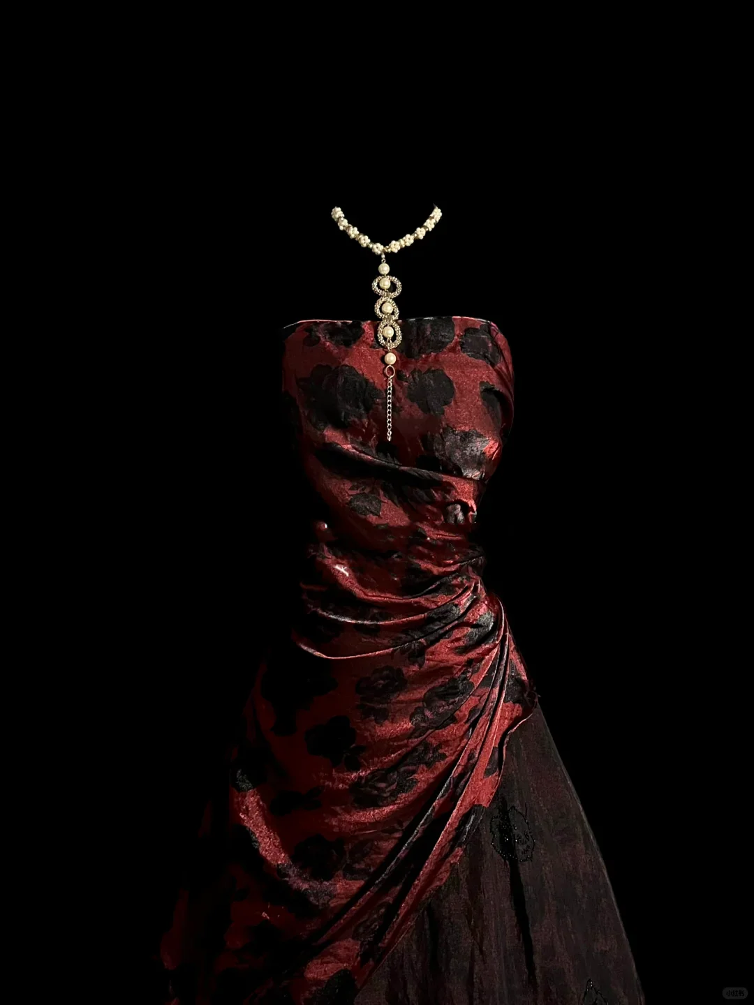 Retro Ball Gown Strapless Burgundy Floral Tulle Long Prom Dresses Evening Gowns Evening Dress DP944 - Deanwangkt