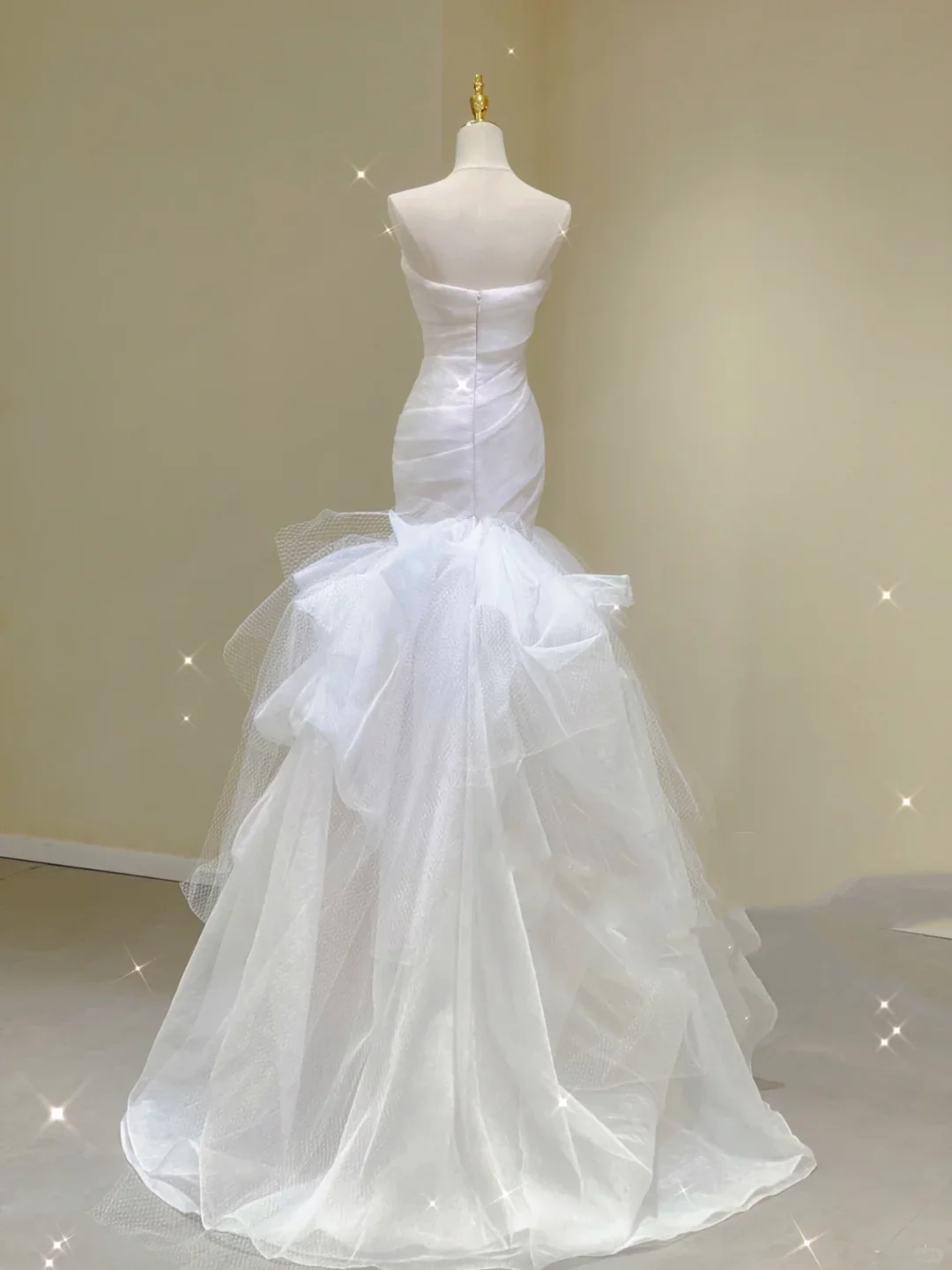 Simple Mermaid Strapless Long White Wedding Dresses Summer Brides Dress DP385 - Deanwangkt