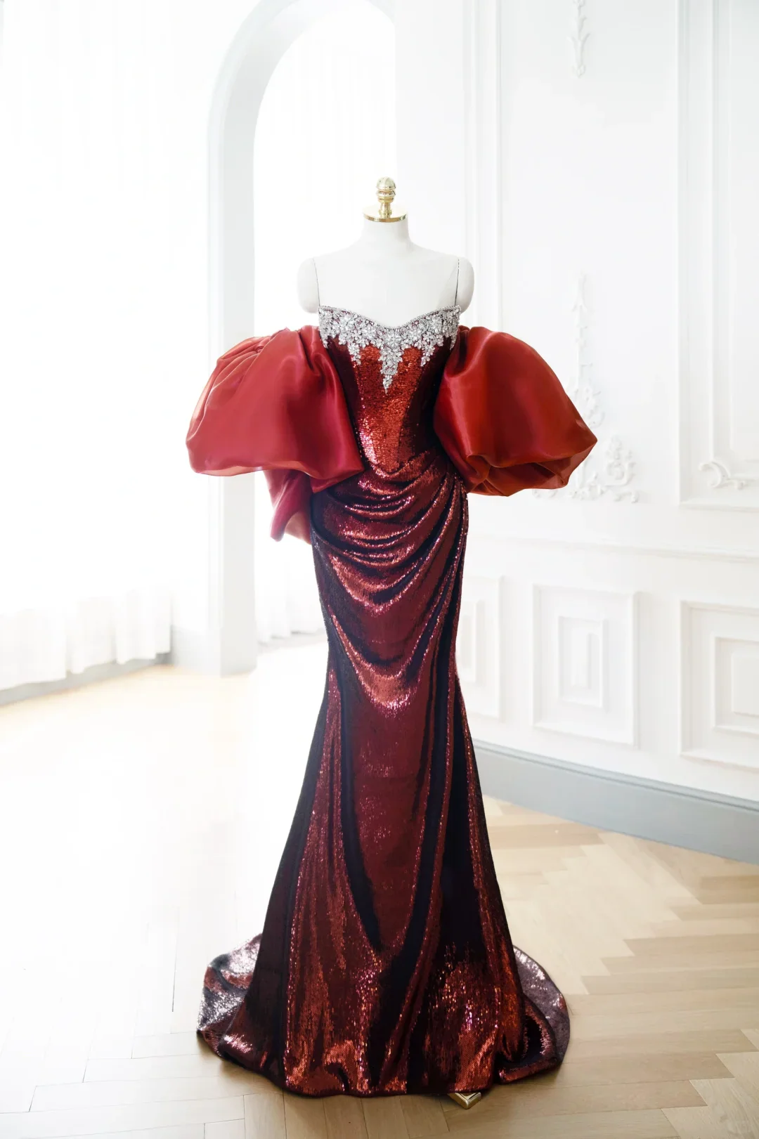 Classy Mermaid Burgundy Sequin Long Evening Gowns Party Dress Evening Dresses DP902 - Deanwangkt