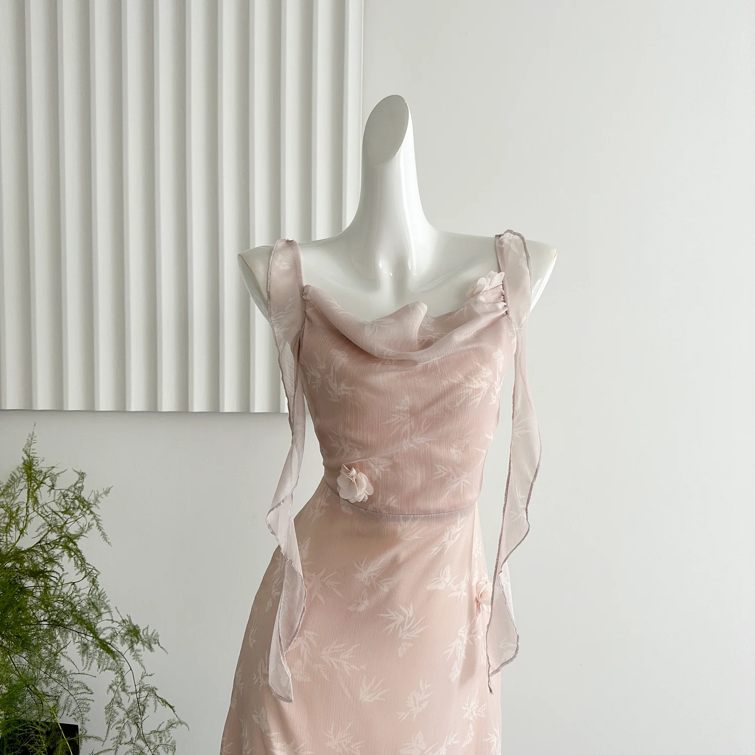 Cute Mermaid Straps Floral Pink Lace Long Summer Dress For Women DP0026 - Deanwangkt