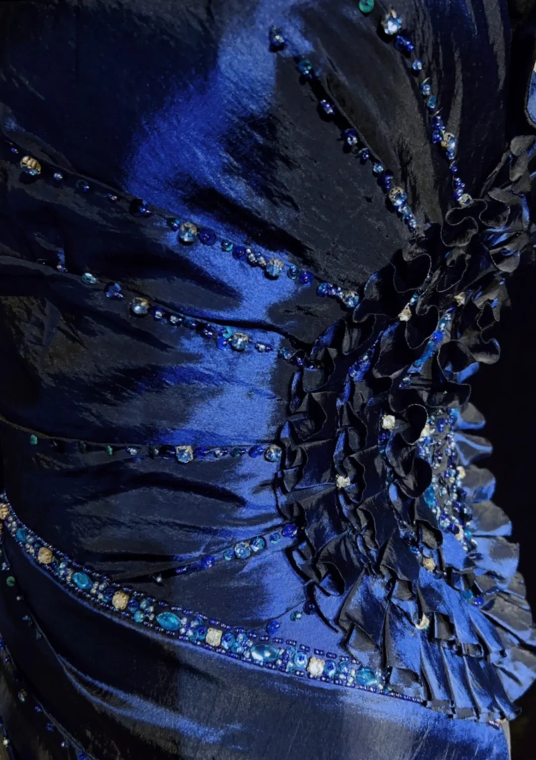 Retro A Line V Neck Navy Blue Short Sleeves With Silver Beads Long Flowers Prom Dresses Party Dress 21st Birthday Outfits Graduation Dresses DH2660 - Deanwangkt